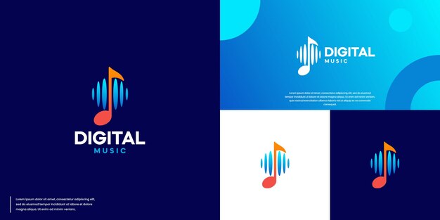 tonos musicales y ondas de audio diseño de logotipo digital