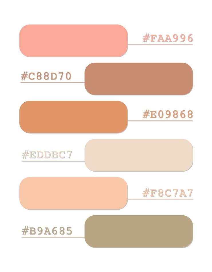 Vector los tonos de tierra paleta de colores boho colores catálogo de colores que coinciden con rgb cmyk colores armoniosos colores paleta de muestras de diseño y edición idea con código hexadecimal