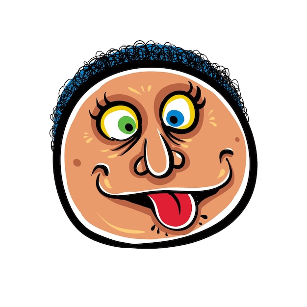 Tonta cara de dibujos animados, ilustración vectorial.
