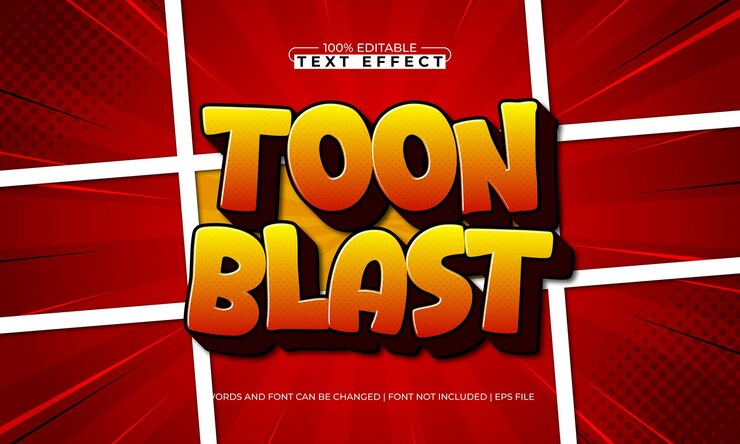Vector toon blast efecto de texto editable con un estilo de texto cómico y para niños