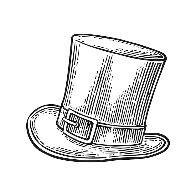 Vector top caballero sombrero vector vintage grabado negro ilustración aislado sobre fondo blanco