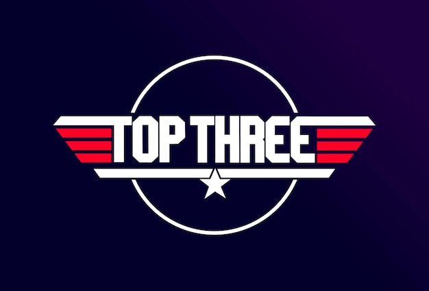 Top tres tipografía Vector icono