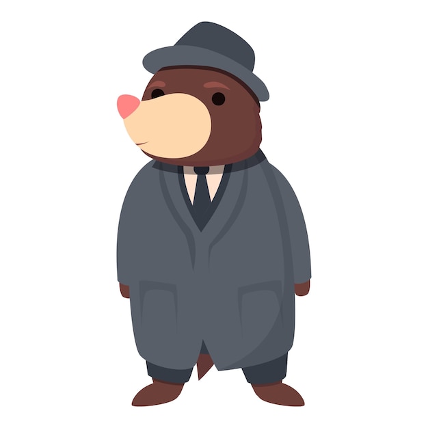Topo agente secreto icono dibujos animados vector lindo animal Molehill vida
