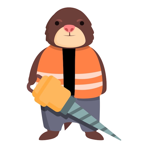 Topo martillo taladro icono dibujos animados vector lindo agujero minero similar