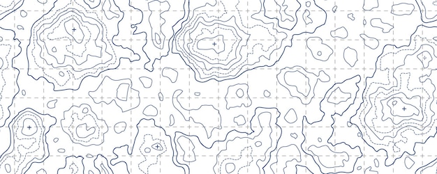 Topografía mapa de patrones sin fisuras con cuadrícula y picos de montaña