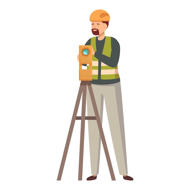 Un topógrafo está tomando medidas con un teodolito en un sitio de construcción