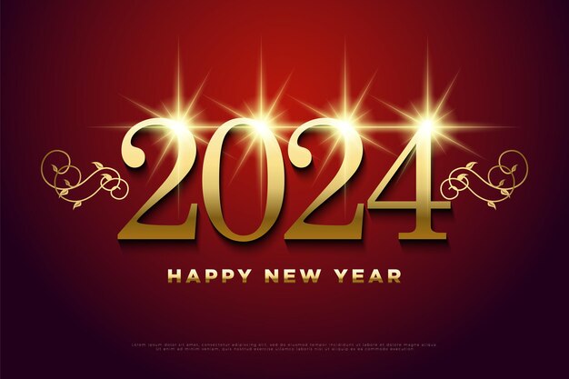 un toque de brillo y efectos de luz en cada número de la celebración del año nuevo 2024