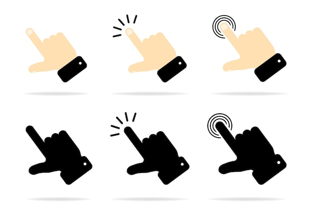 Toque el conjunto de iconos vectoriales Ilustración aislada para diseño gráfico y web Puntero del cursor icono del ratón del ordenador Haga clic en el cursor stock vector Ilustración vectorial
