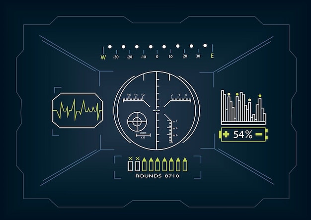 Toque la interfaz redonda HUD con ilustración vectorial aislada de alta tecnología