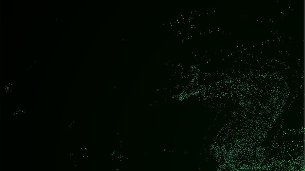 Torbellino con partículas verdes de caos Vector vórtice de agua abstracto Explosión onda dinámica en el espacio Futurista flujo de puntos agujero de gusano brillando con polvo