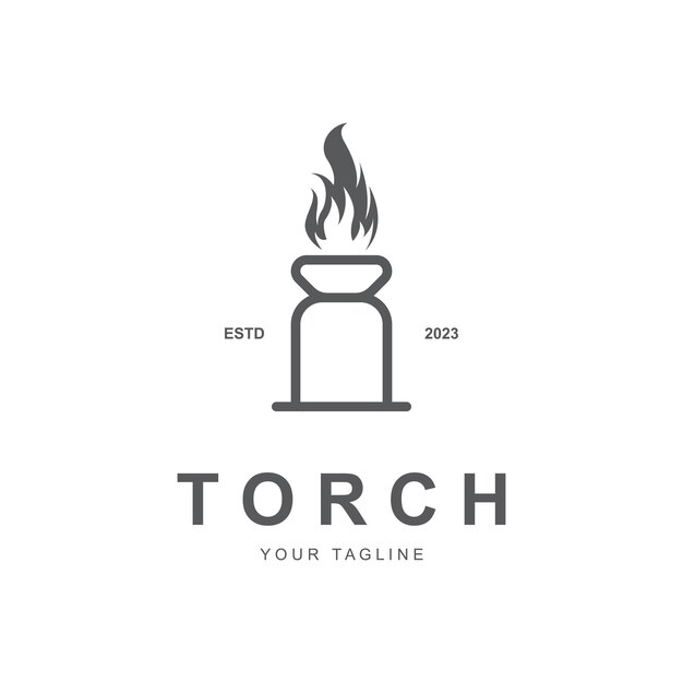 Torch Fire Flame con diseño de logotipo de columna de pilar