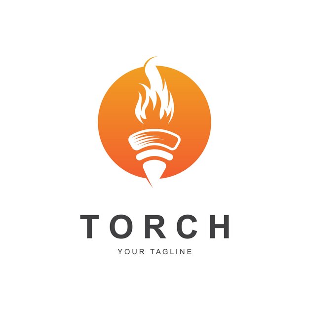 Torch fire flame con diseño de logotipo de columna de pilar