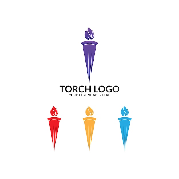 Torch Fire Flame con diseño de logotipo de columna de pilar