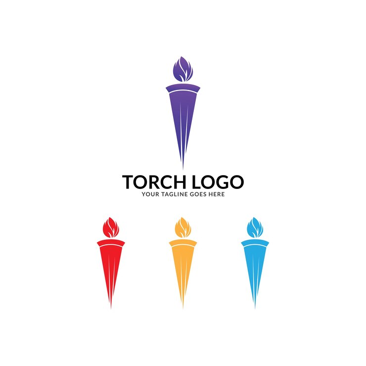 Vector torch fire flame con diseño de logotipo de columna de pilar