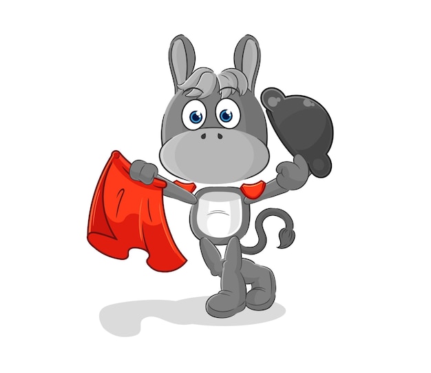 Torero de burro con vector de caracteres de ilustración de tela roja