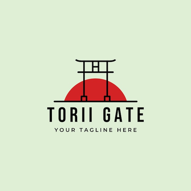 Torii gate logo cultura japonesa vector símbolo mínimo ilustración diseño