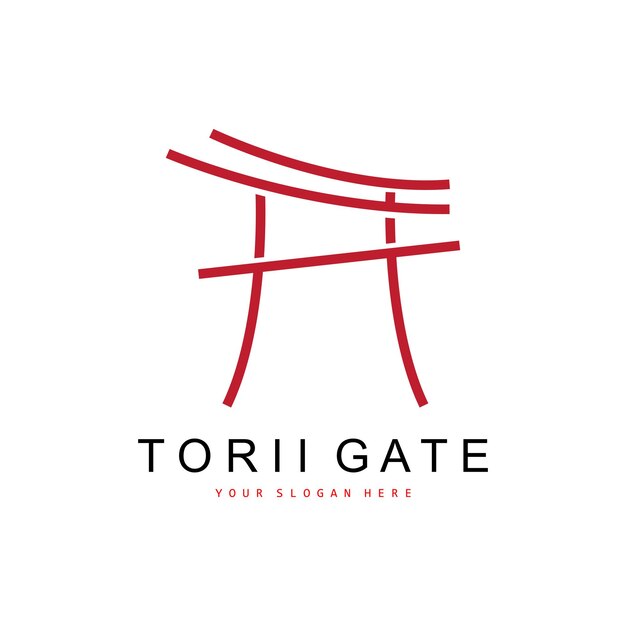 Torii Gate Logo Diseño de edificio japonés Icono de China Icono de plantilla de ilustración vectorial