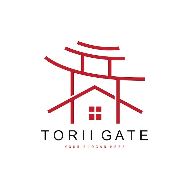 Torii Gate Logo Diseño de edificio japonés Icono de China Icono de plantilla de ilustración vectorial
