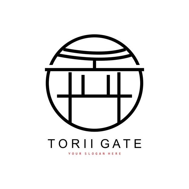 Torii Gate Logo Diseño de edificio japonés Icono de China Icono de plantilla de ilustración vectorial