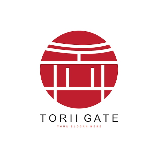 Torii Gate Logo Diseño de edificio japonés Icono de China Icono de plantilla de ilustración vectorial