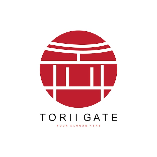 Torii Gate Logo Diseño de edificio japonés Icono de China Icono de plantilla de ilustración vectorial