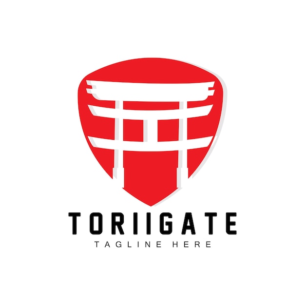 Torii gate logo historia japonesa puerta icono vector ilustración china empresa de diseño de madera plantilla de marca