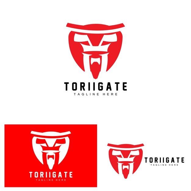 Torii Gate Logo Historia Japonesa Puerta Icono Vector Ilustración China Empresa de Diseño de Madera Plantilla de Marca