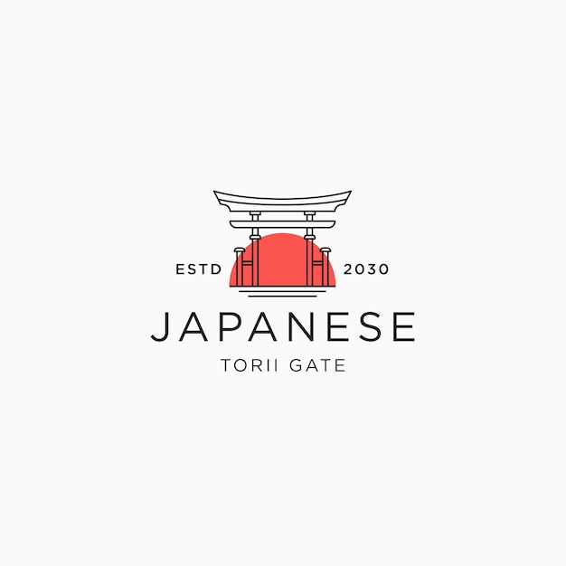 Torii japón puerta logo icono diseño plantilla vector plano