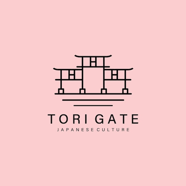 Torii puerta templo logo línea arte cultura japonesa vector ilustración diseño