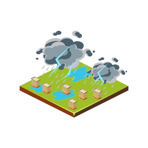 Tormenta. Icono de desastres naturales. ilustración vectorial 3d