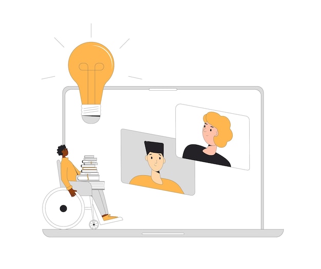 Tormenta de ideas Educación en línea Aprendizaje digital Tres jóvenes hablando entre sí