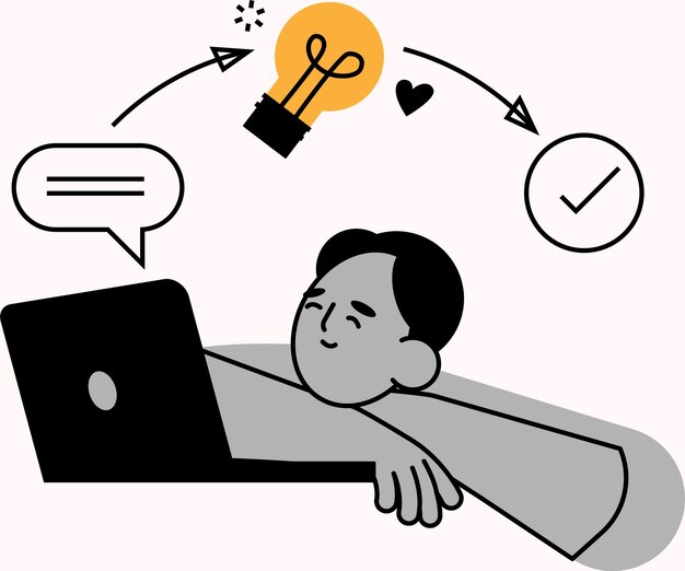 Tormenta de ideas y generación de ideas en una computadora portátil