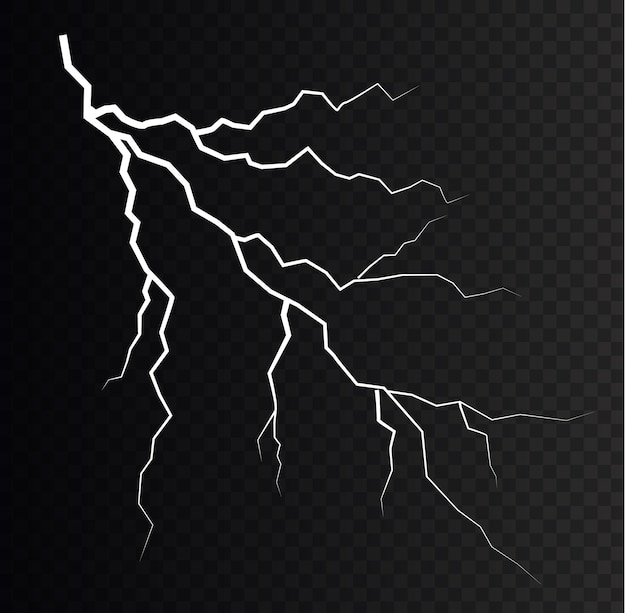 Tormenta realista Iluminación azul Brillo de luz Explosión relámpago Tormenta relámpago Vector