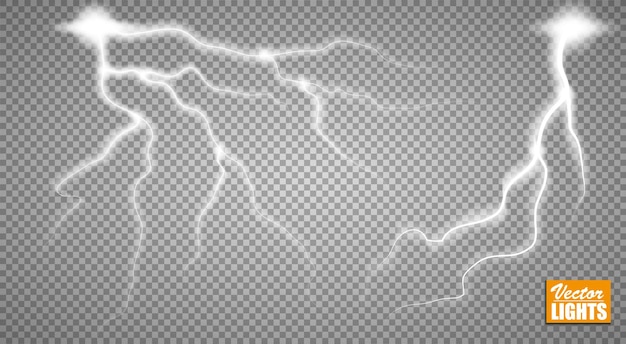 Tormenta con relámpagos aislado sobre fondo transparente