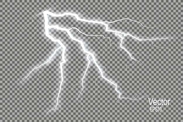 Vector tormenta con relámpagos aislado sobre fondo transparente