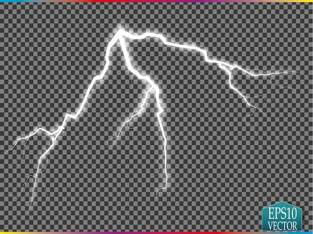 Tormenta con relámpagos aislado sobre fondo transparente