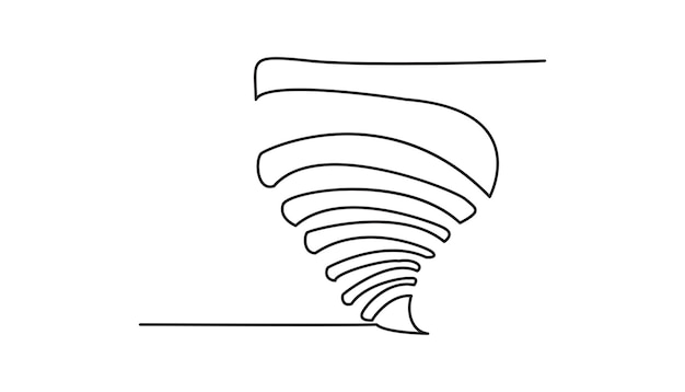 con la tormenta tornado continuo un dibujo de línea