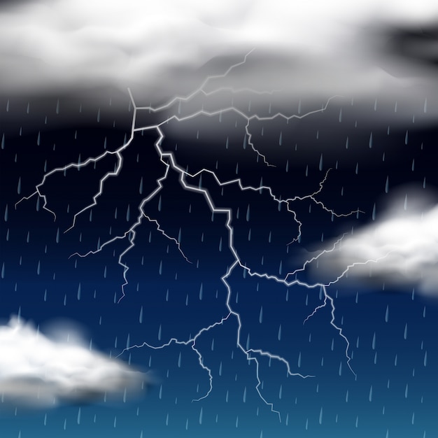 Tormenta de truenos en la noche