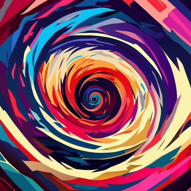 Vector un tornado furioso girando con colores vibrantes que se asemejan a una pintura abstracta caótica
