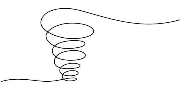 Tornado remolino línea continua con trazo editable aislado en vector de fondo blanco