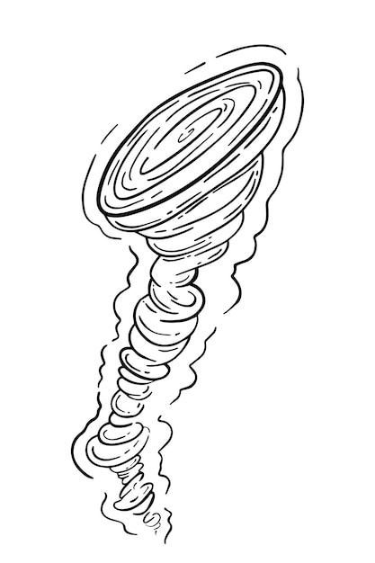 Tornado tornado atmosférico torbellino doodle dibujos animados lineal