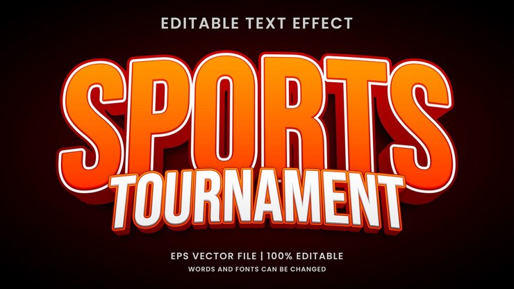 Vector torneo deportivo efecto de texto editable en 3d
