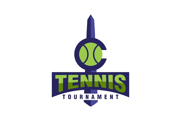 Vector torneo de tenis y plantilla vectorial de diseño del logotipo del monumento a washington