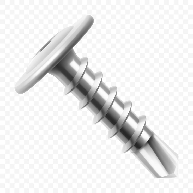 Vector tornillo con lavadora a presión para metal aislado sobre un fondo transparente