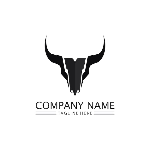 Toro y búfalo cabeza vaca animal mascota logo diseño vector para deporte cuerno búfalo animal mamíferos cabeza logo salvaje matador
