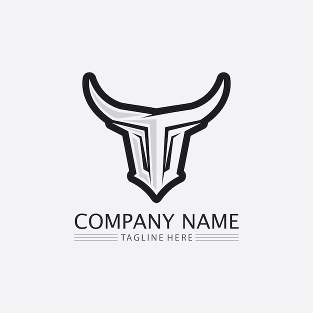 Toro y búfalo cabeza vaca animal mascota logo diseño vector para deporte cuerno búfalo animal mamíferos cabeza logo salvaje matador