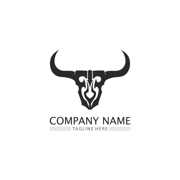 Toro y búfalo cabeza vaca animal mascota logo diseño vector para deporte cuerno búfalo animal mamíferos cabeza logo salvaje matador