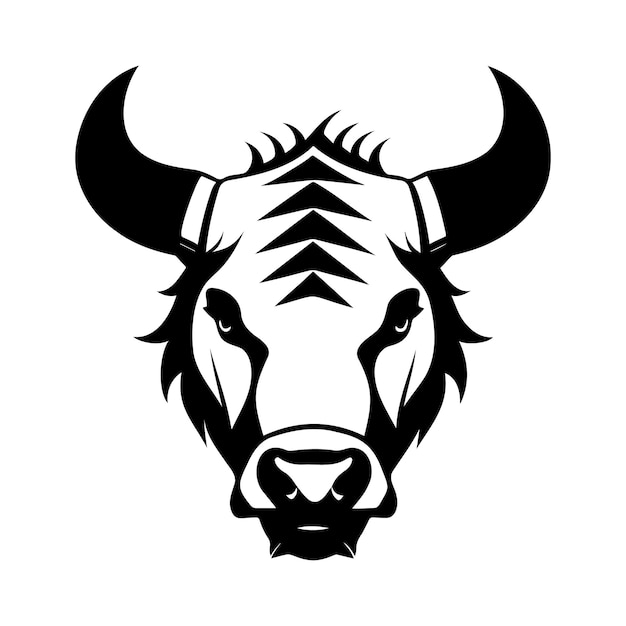 Toro cabeza blanco y negro vector icono