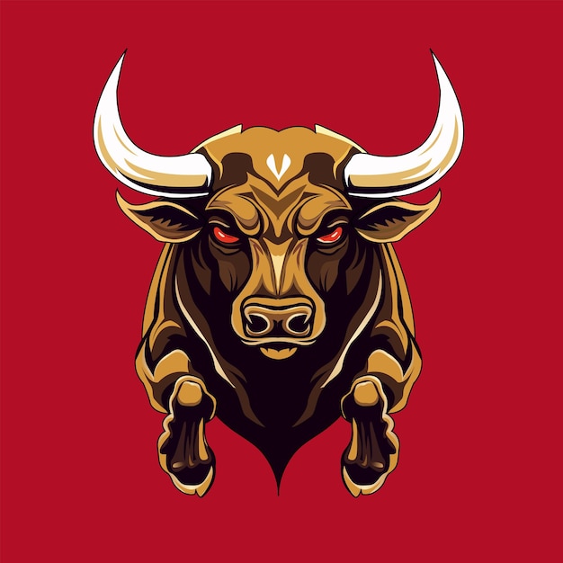 toro con cuernos Logo Mascota Ilustración