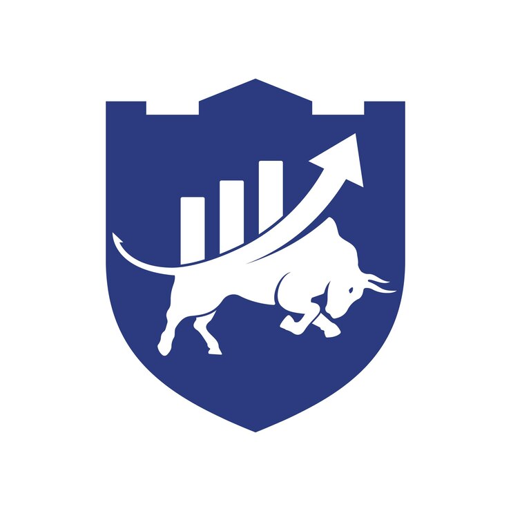 Vector toro con diseño de logotipo de barra de gráfico diseño de logotipo de vector de finanzas